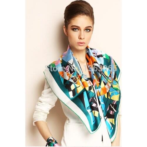 Elegant Pure Plain 100% Silk Scarf Shawl Floral Large Square 35"