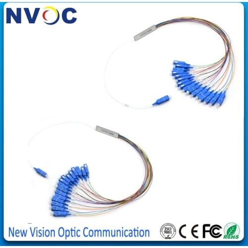 FTTH 1*16 Mini Steel Tube Fiber Optic PLC Splitter,0.9mm,1M,Mini Blockless SC/UPC Connector