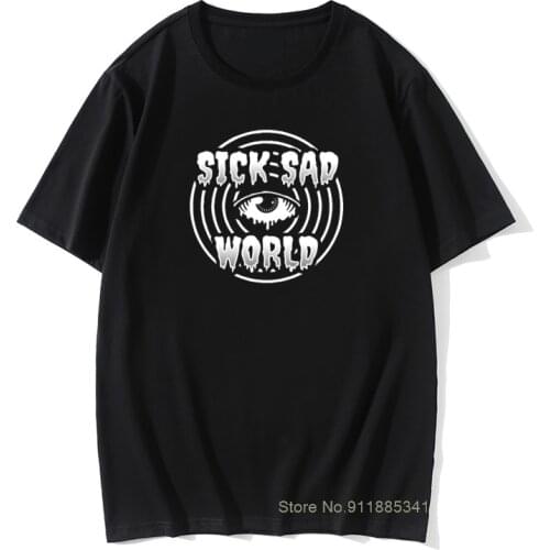 Sick Sad World T Shirt Rebel Man Tops Black T-shirt Hip Hop Cute All Seeing Eye Printed Tee Cotton Tshirt Rock