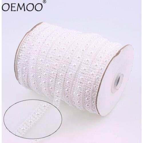 Cotton Fishing Line Artificial Ivory White Square Sun Flower Flatback Pearl Beads Chain Pearl cup chain