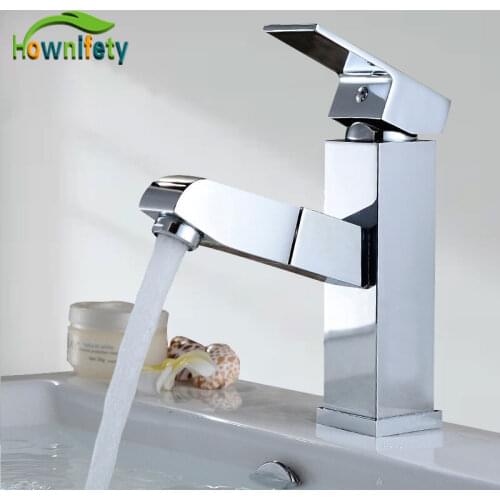 Chrome Bathroom Basin pull out Faucet Single Handle Single Hole Mixer Tap Deck Mounted Hot And Cold Mixer Tap Sink Brass Faucet