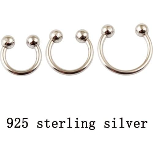 Nose ring real 925 sterling silver body jewelry s925 pure silver nipple ring man internal diameter 6 8 10 mm piercing jewelry