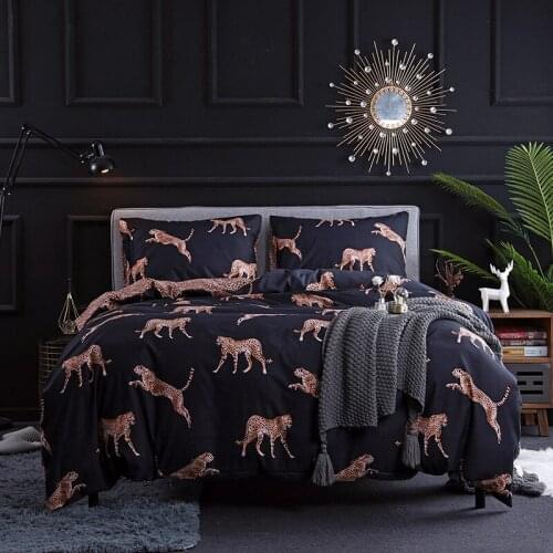 2/3pcs bedding set printed animal Leopard bed sets black Style Duvet Cover European size King Queen Quilt Cover Comforter Cover