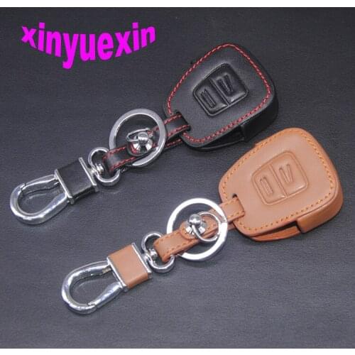Xinyuexin Leather Car Key Cover Fob Case For Opel Astra Zafira Vauxhall Vectra Omega Remote Key With Keychain 2 Buttons No Logo