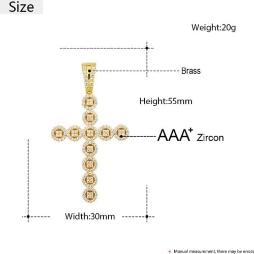 ICEOUTBOX Miami Cuban Cross Pendant Links Necklace With Tennis Chain AAA Cubic Zircon Mens Women Hip hop Rock Jewelry Gold