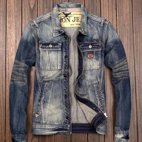 European Original Bomber Jacket Denim Coats Mens European Fashion Automotive Mens Jeans Jacket Large Outerwear Clothes 2020 A757