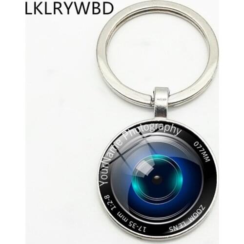 LKLRYWBD SLR Camera Lens Keyring Key Ring Jewelry Pendant Convex Glass Keychain Friend