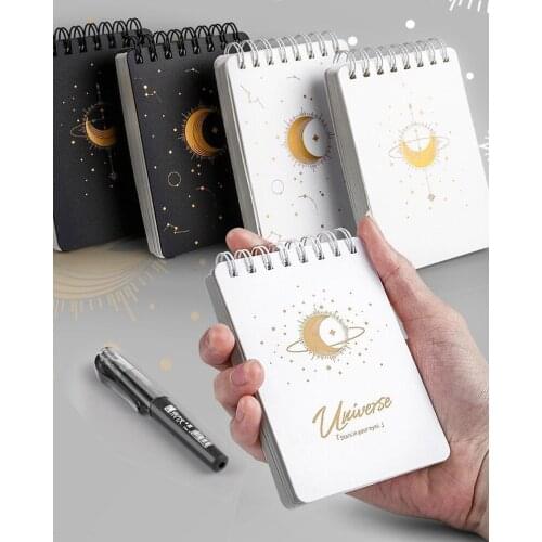 A7 size Mini Pocket Erasable Notebook 216 Pages Smart Reusable White Black Microwave Wave Cloud Erase Notepad Portable Diary