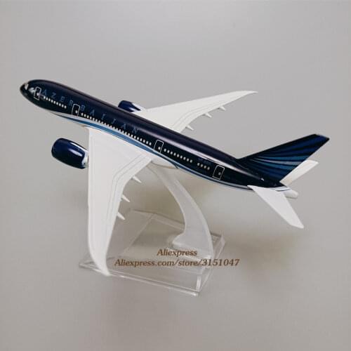 Alloy Metal Air Azerbaijan B787 Airlines Diecast Airplane Model Boeing 787 Airways Plane Model Stand Aircraft Kids Gifts 16cm