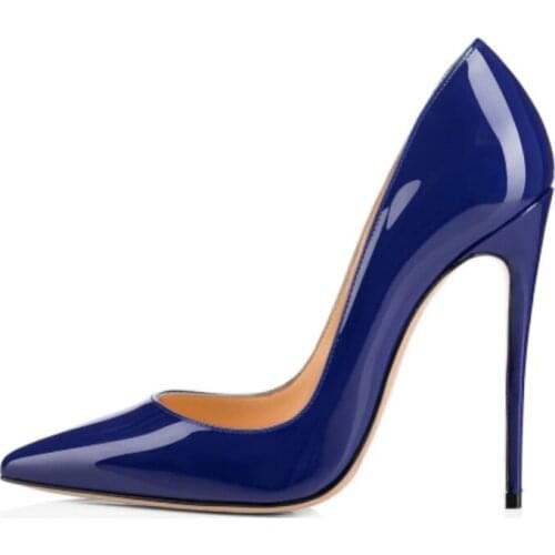Sexy fashion free shipping lacquer fabrics 12 cm high-heels womens shoes pointed toe pumps SIZE:34-45 party shoes