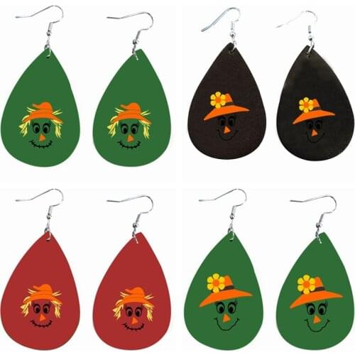 New Scare Crow Faces Earrings Faux Leather Gift For Christmas New Year We Are Now In Stock