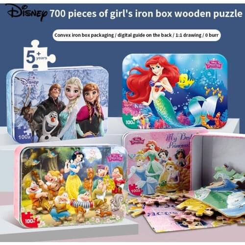 Disney Princess Puzzle 100Pcs Disney Cartoon Pixar Cars Frozen Mickey Mouse Puzzles Childrens Wooden Puzzle Educational Toys