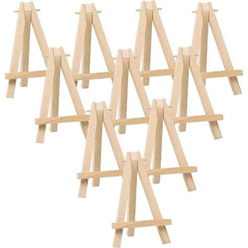 PPYY-10Pcs Mini Wooden Artist Easel-Triangle Wedding Table Stand Display Holder - 15 X 8 Cm