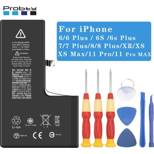 Probty For iPhone 6 6S Plus 7 8 Plus X Xs Max Xr 11 Pro Max High Capacity Bateria Replacement Batterie For iPhone6