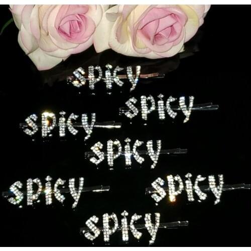 1PC Popular Gothic Letters Hairclip "Spicy" Word Hair Pin Crystal Headwear Unique Hair Jewelry Gift Hair Accessories WHOLESALE