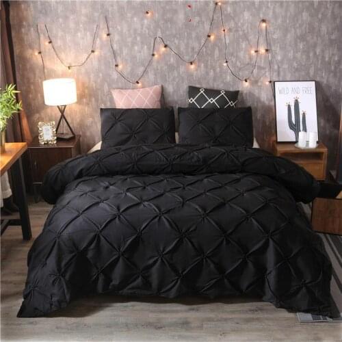 Luxury Black Duvet Cover Pinch Pleat Brief Bedding Set Queen King Size 3pcs Bed Linen set Comforter Cover Set With Pillowcase