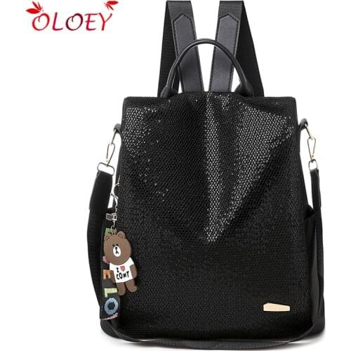 Women Backpack Nylon Sequin Bagpack Female Anti Theft Backpack School Bag for Teenager Girls Sac A Dos mochila mujer hot sale