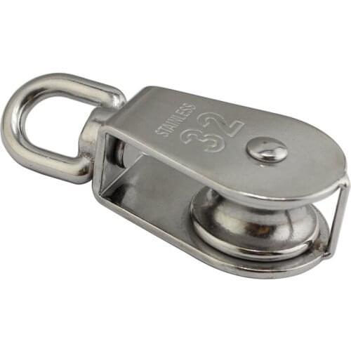 Stainless Steel M32 Pulley Steel Wire Pulley Single Wheel Swivel Lifting Pulley Single Sheave Block For Wire Rope Wheel 2pcs