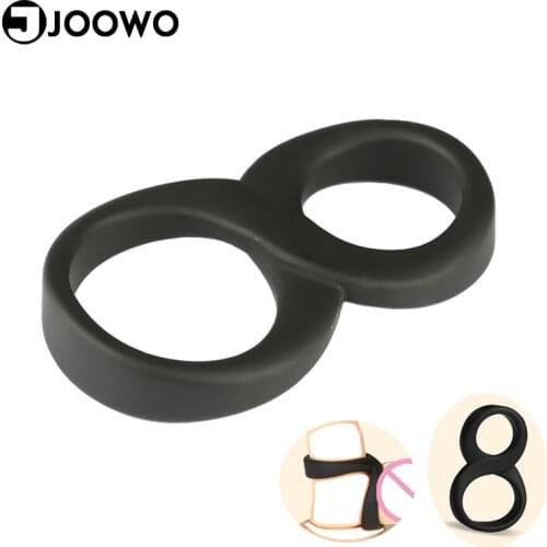 Silicone 8 Words Shaped Male Time Delay Ejaculation Penis Ring Scrotum Stretcher Belt Sex Toys for Men Cockrings