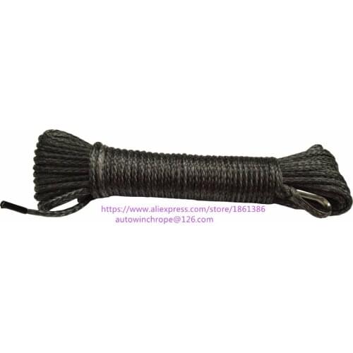 Grey 4mm*15m Synthetic Winch Rope,Off-road uhmwpe synthetic towing winch rope with thimble,ATV Winch Cable