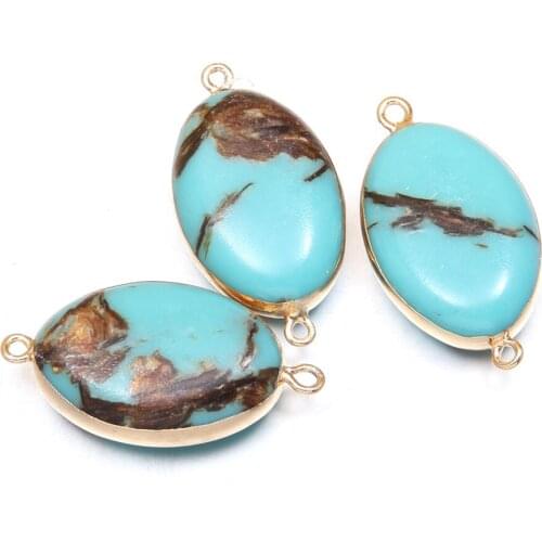 Natural Stone Egg Shaped Emperor Stone Pendant Connector Charm Beads Pendant for DIY Jewelry Making Size 18x35mm