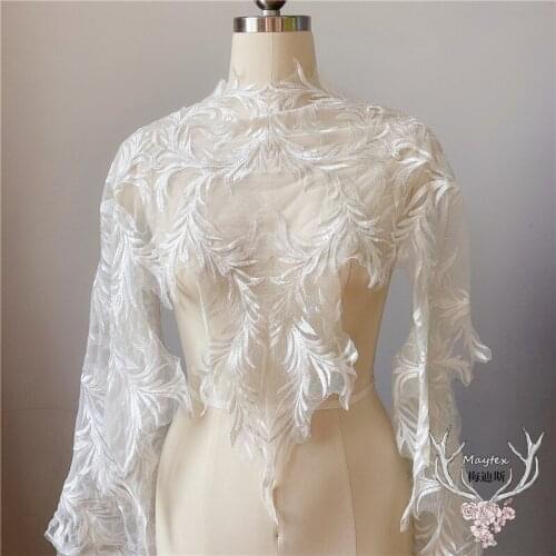 Ultra-tall oversized anchovies shape French mesh embroidered wedding dress lace trim evening dress lace trim accessories