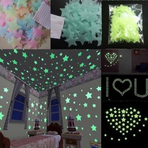 Glow In The Dark Wall Stickers Decal Baby Stuff Bedroom Home Decor Color Stars Luminous Fluorescent Wall Stickers Decal 100pcs