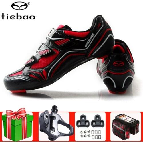 TIEBAO 2020 Breathable Racing Cycling Shoes Ultralight Self-Locking Cleat Bicycle Pro Riding Road Bike Men Sneakers Bicicleta