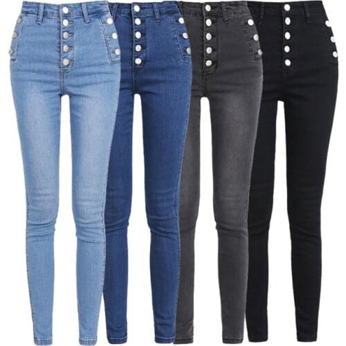 Slim Jeans For Women Skinny High Waist Blue Jeans Stretch Pencil Pants Jeans Woman Ankle-Length gray Denim Pants Feminina 2019