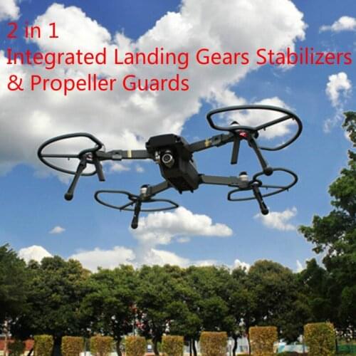 For DJI MAVIC PRO & PLATINUM & WHITE 2 in 1 Integrated Landing Gears Stabilizers & Propeller Guards Prop Protectors