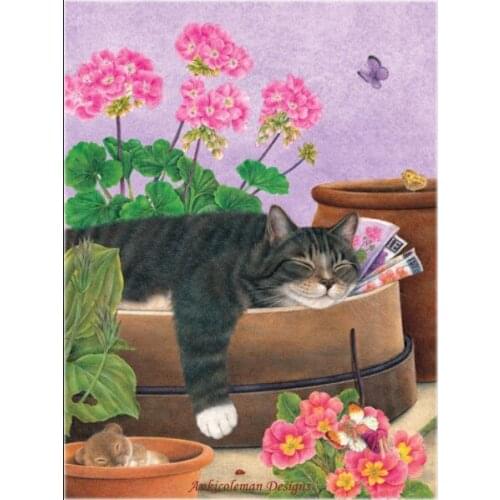 Embroidery Counted Cross Stitch Kits Needlework - Crafts 14 ct DMC DIY Arts Handmade Decor - Garden Nap