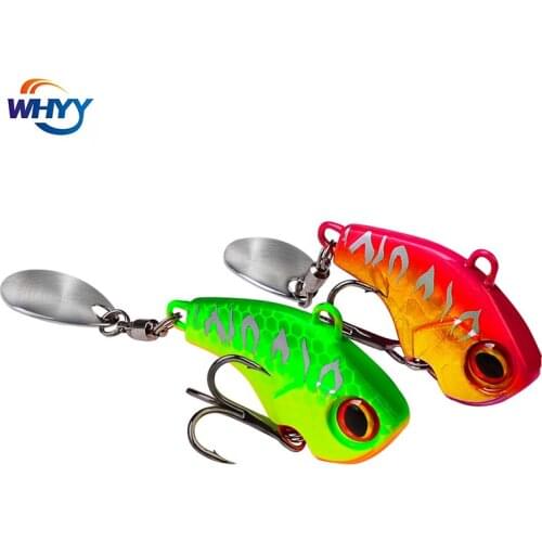 Metal Mini VIB with Spoon Fishing Lure Wobble Rotating Metal Vibration Bait Spinner Sinking Bait Lure for Pike Bass Trout