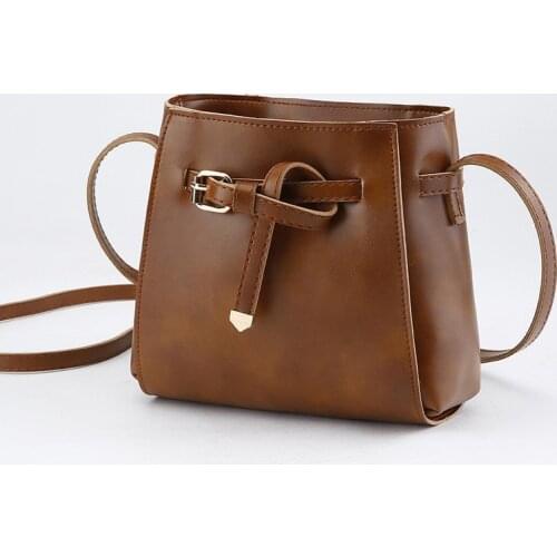 Girl Vintage PU Leather Wild Shoulder Crossbody Bag Women Travel Casual Messenger Bags Buckle Small Flap Belt Decoration Handbag