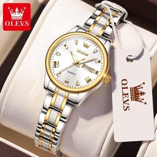 OLEVS Simple Rose Gold Women Watches Brand Exquisite Stainless Steel Ladies Wristwatches Fashion Minimalist Woman Quartz Clock
