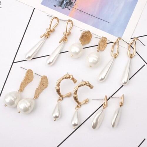 Fashion Eardrop Creative Dangle Earrings For Women Pendant Unique Shell Pearl Long Earrings Trendy Bridal Wedding Party Jewelry