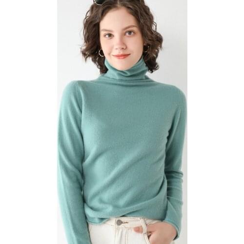 LHZSYY-High-Neck Cashmere Sweater Womens 2020 Autumn Winter New Base Shirt Knitted Loose Pullover 100%Wool All-match Warm Top