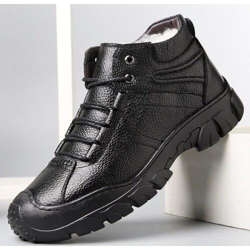 Genuine leather winter Men boots keep warm outdoor men snow boots Waterproof work safety shoes