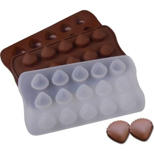 15-Holes 1 PC Silicone Molds Chocolate Cookies Candy Cake Baking Soap Mold Shell Shape DIY Kitchen Mould Kitchen Accessories