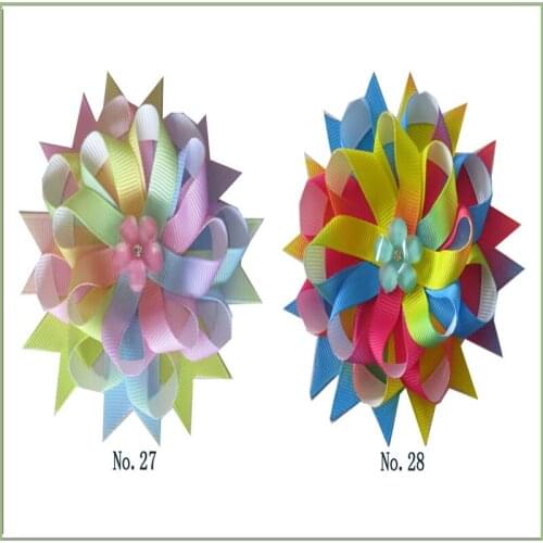 100 BLESSING Good Girl Boutique Modern Style Rainbow Birds Nest Hair Bow Clip