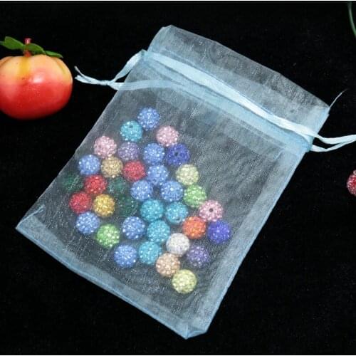 100pcs/lot Wholesale Organza Bags 7x9cm Light Blue Wedding Pouches Jewelry Packaging Bags Nice Gift Packaging Storage Bag