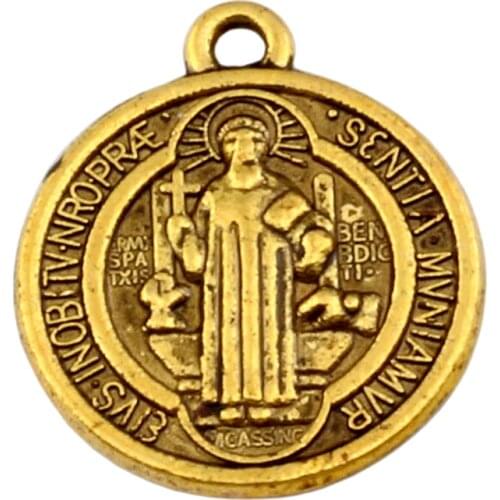 Saint Jesus Benedict Nursia Patron Medal Cross religion Charm Pendants Jewelry DIY 17.2x20.2mm 100Pcs/lot Antique gold A-384