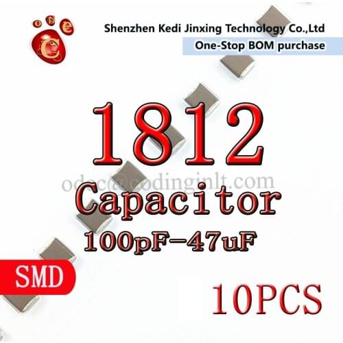 1812 SMD Chip Capacitor 100pF - 47uF Multilayer Ceramic 10pF 22pF 100pF 1nF 10nF 100nF 0.1uF 1uF 2.2uF 4.7uF 10uF 22uF 10PCS