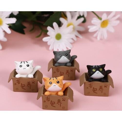 4pcs/lot Carton Kitten Decoration Capsule Toy Doll Toy Blind Box Micro Landscape Small Decoration Creative Car Car Decoration