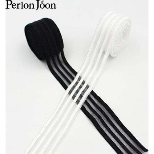5 yards/lot, 3cm wide 4 rows black white straight strip polyester cord elastic band sewing bra back, clothing accessories SG014