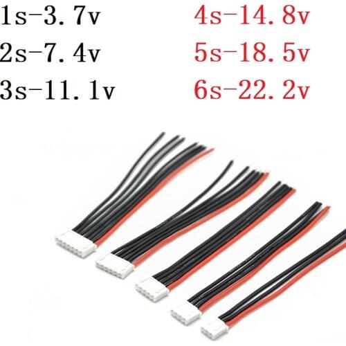 7.4v 11.1v 14.8v 22.2v 22AWG Cable 100mm (10cm) RC Lipo Battery Charger Wiring 1s 2s 3s 4s 5s 6s For B3 B6 Balance Charger 10pcs