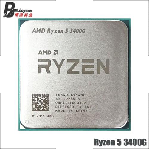 AMD Ryzen 5 3400G R5 3400G 3.7 GHz Quad-Core Eight-Thread 65W CPU Processor YD3400C5M4MFH Socket AM4
