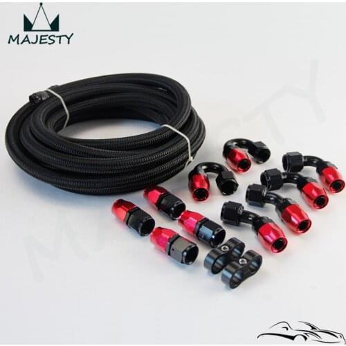AN10 STAINLESS STEEL/NYLON NBRAIDED OIL line/hose +Fitting Hose End Adaptor KIT