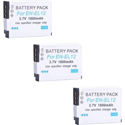 AsperX 3Pc ENEL12 EN EL12 EN-EL12 Camera Battery For Nikon Coolpix S9700 S9500 S9400 S9300 S9100 S8200 S8100 S8000 S6300