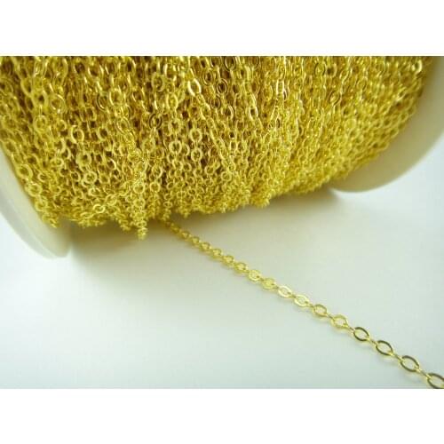 FACTORY 5M(16ft) 2mm Gold Chain Flat Cable Chain Findings C03 Soldered DIY Necklace Jewelry Findings
