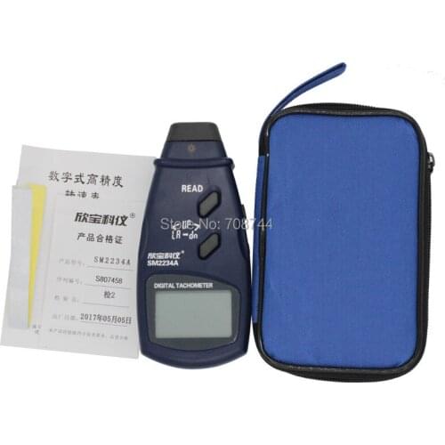 SM2234A LCD Digital Laser Tachometer Accuracy 0.1RPM Electronic Photo Tachometer 2.5~99999 RPM Max Min Last Data Memory Speedome